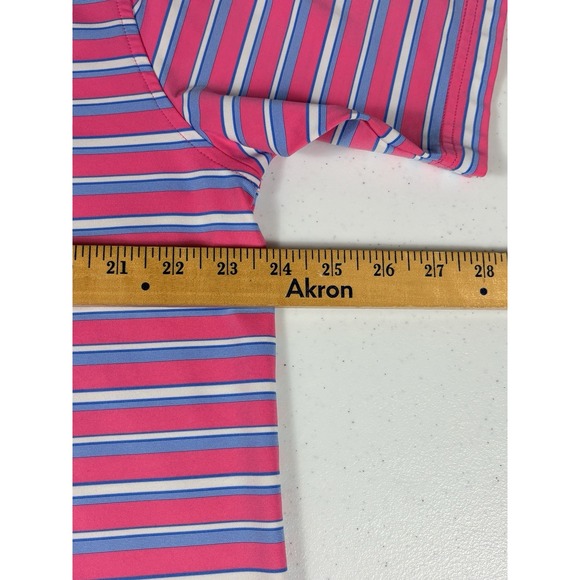 Peter Millar Summer Comfort Polo Shirt Men L Pink Striped 2014 US Open Golf - Picture 7 of 8